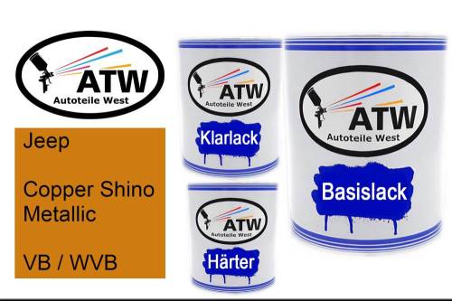 Jeep, Copper Shino Metallic, VB / WVB: 1L Lackdose + 1L Klarlack + 500ml Härter - Set, von ATW Autoteile West.